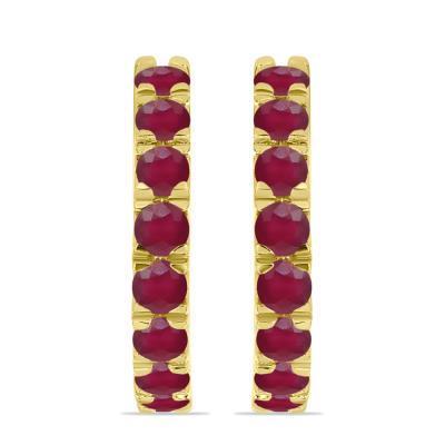 BUY 14K GOLD WITH GLASS FILLED RUBY GEMSTONE EARRING